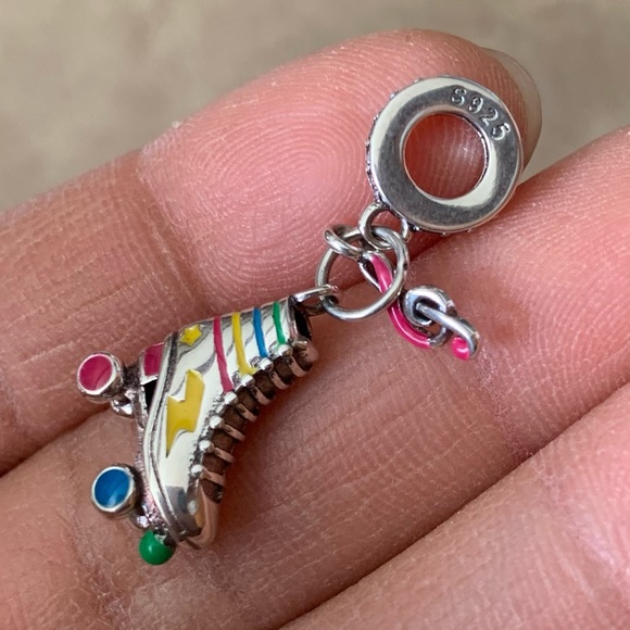 NWOT Retro Roller Skate Glow in the Dark Pendant Dangle Charm Sterling Silver - Picture 6 of 15